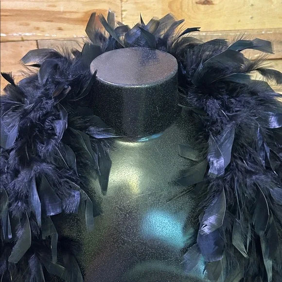 Black feathered bolero with sheer sleeves, vintage, Labelle, sz S GUC - Picture 4 of 9